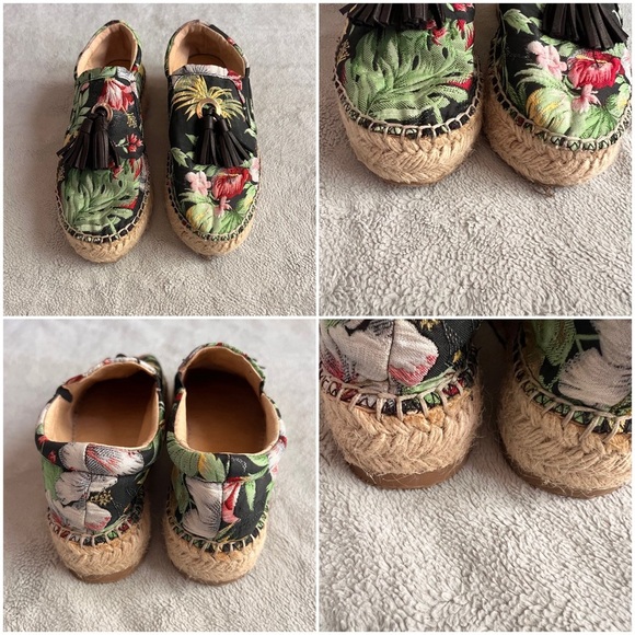 Anthropologie J/Slides Rosa Embroidered Tassel Platform Espadrille Flats Black - Picture 4 of 14